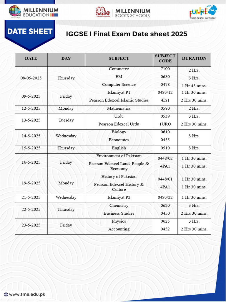 IGCSE Exam Schedule May 2025 | PDF | Supply And Demand | Economic ...