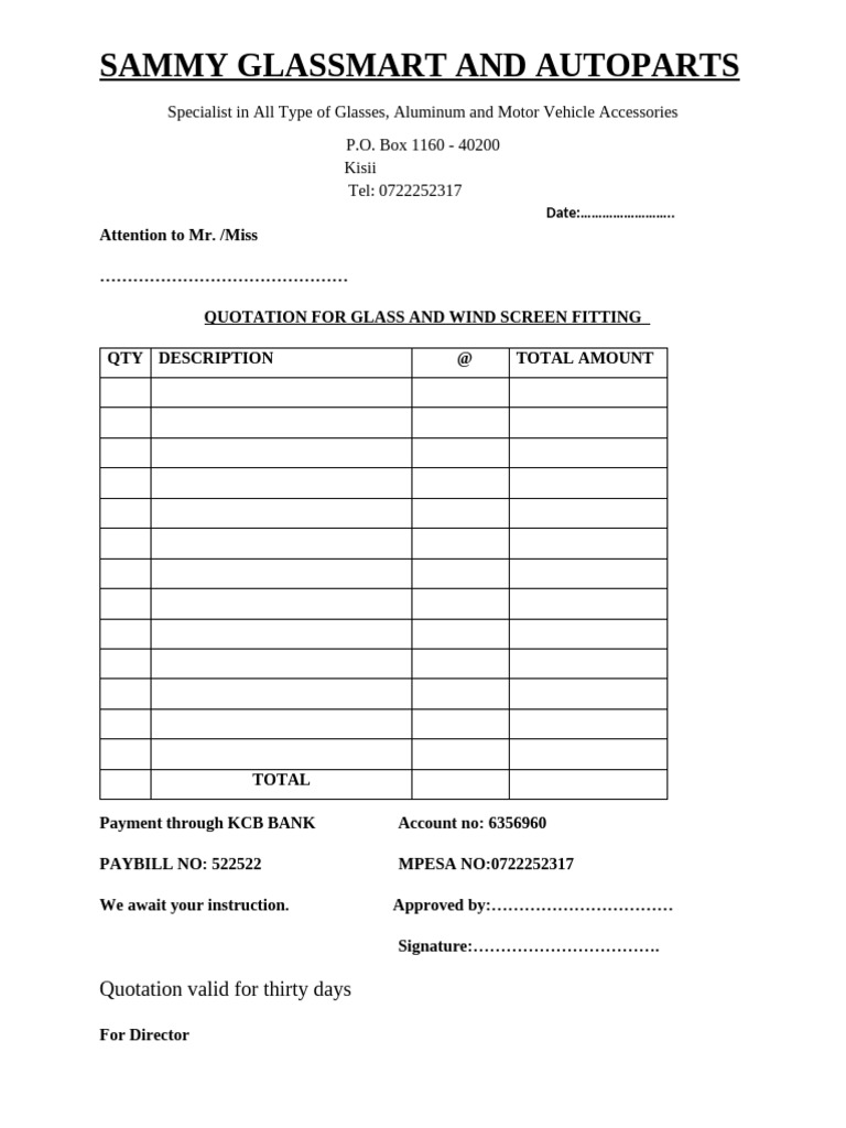 Quotation Form | PDF