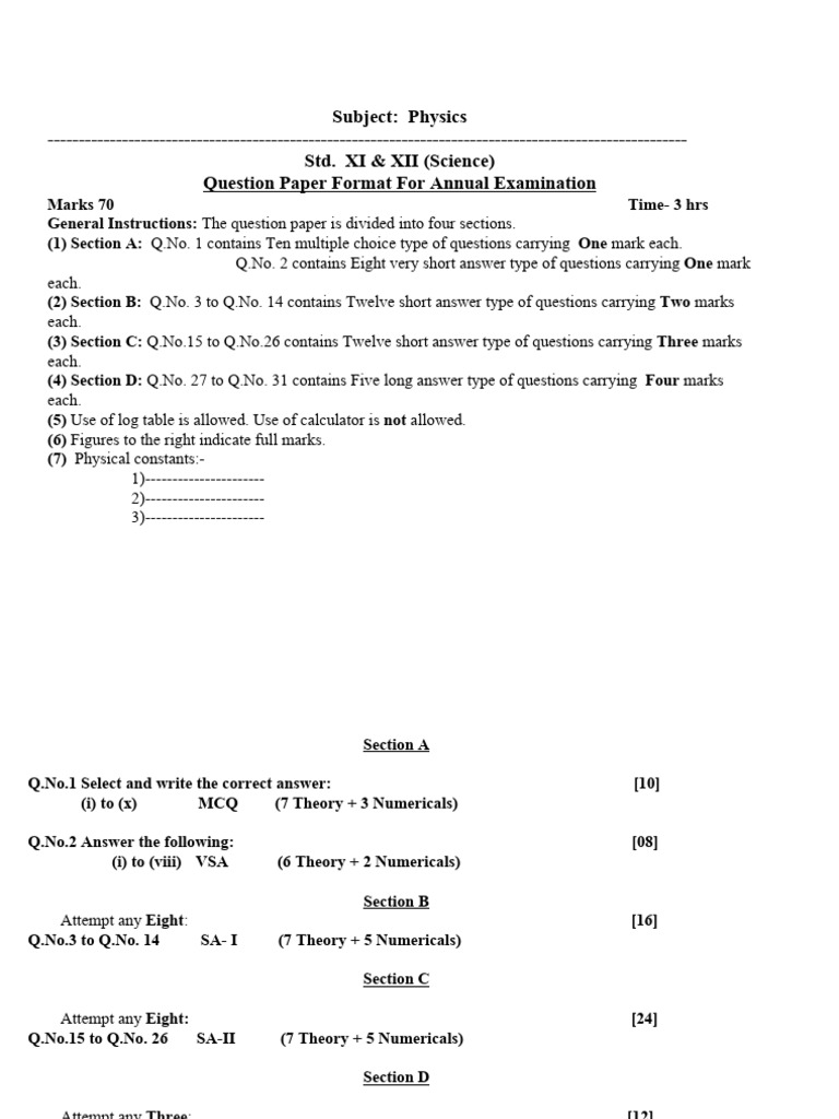 QP Format For Annual Examination - 250310 - 133926 | PDF