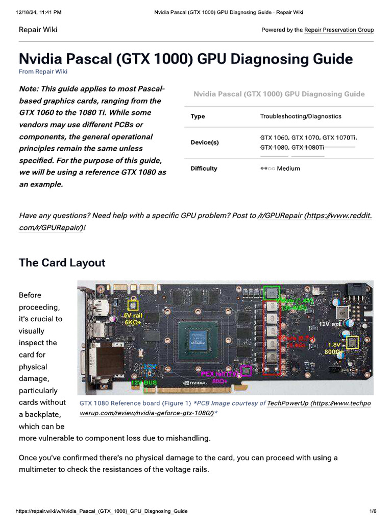 Nvidia Pascal (GTX 1000) GPU Diagnosing Guide - Repair Wiki | PDF