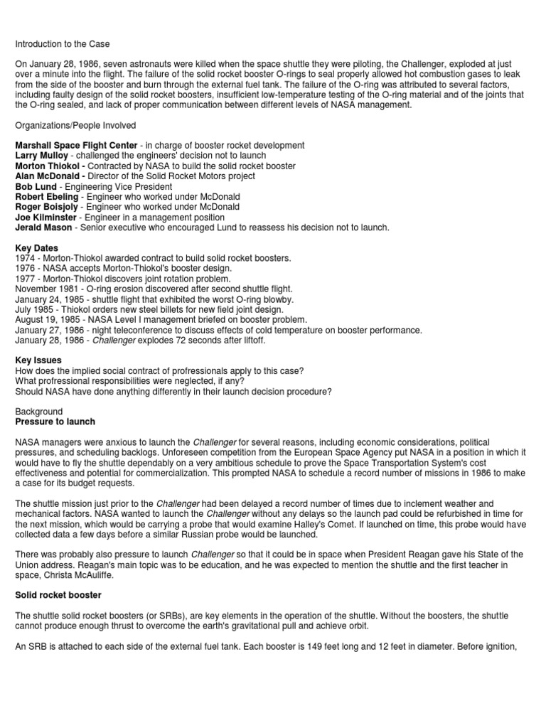 Challenger Disaster: O-Ring Failure Analysis | PDF | Space Shuttle ...