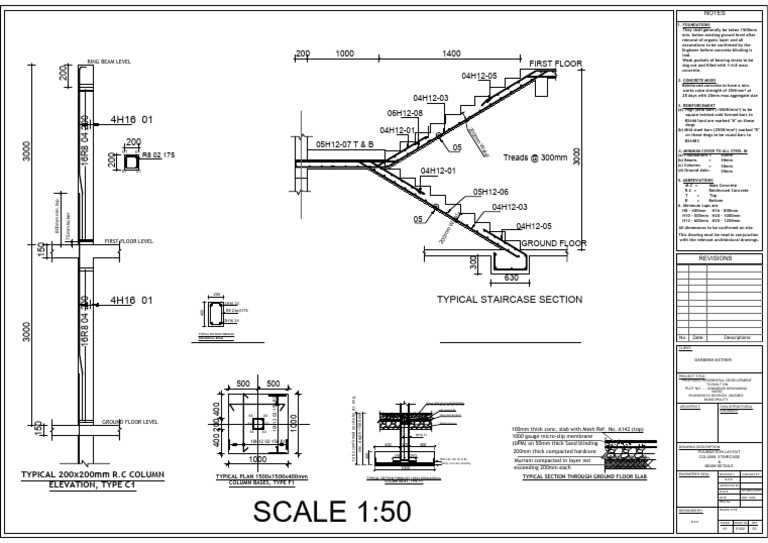 Column and Staircase Details | PDF | Concrete | Real Estate