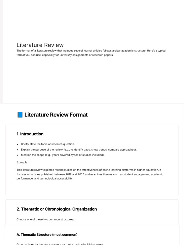 Literature Review Structure Guide | PDF | Cognitive Behavioral Therapy ...