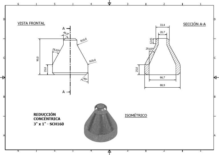 Diseño Isométrico de Reducción Concéntrica | PDF