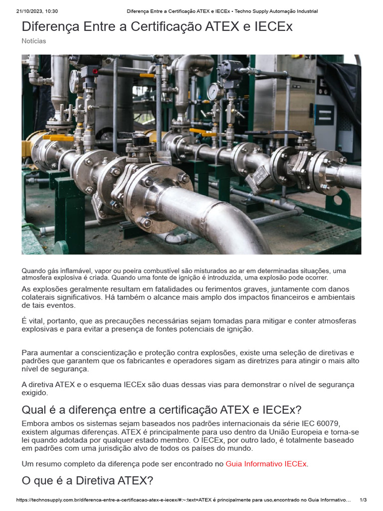 Diferenças entre Certificações ATEX e IECEx | PDF | União Europeia ...