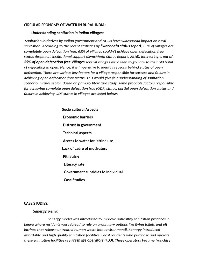 Circular Economy of Water in Rural India | PDF | Water Conservation ...