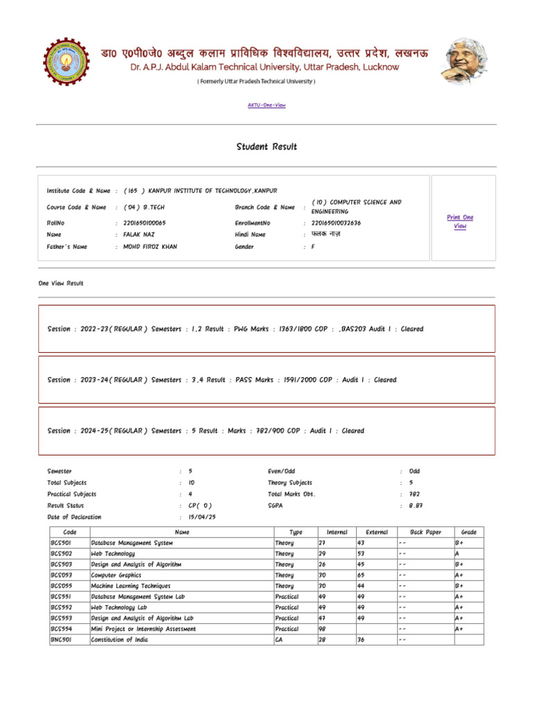 B.Tech Computer Science Results 2023 | PDF | Computing | Computer Science