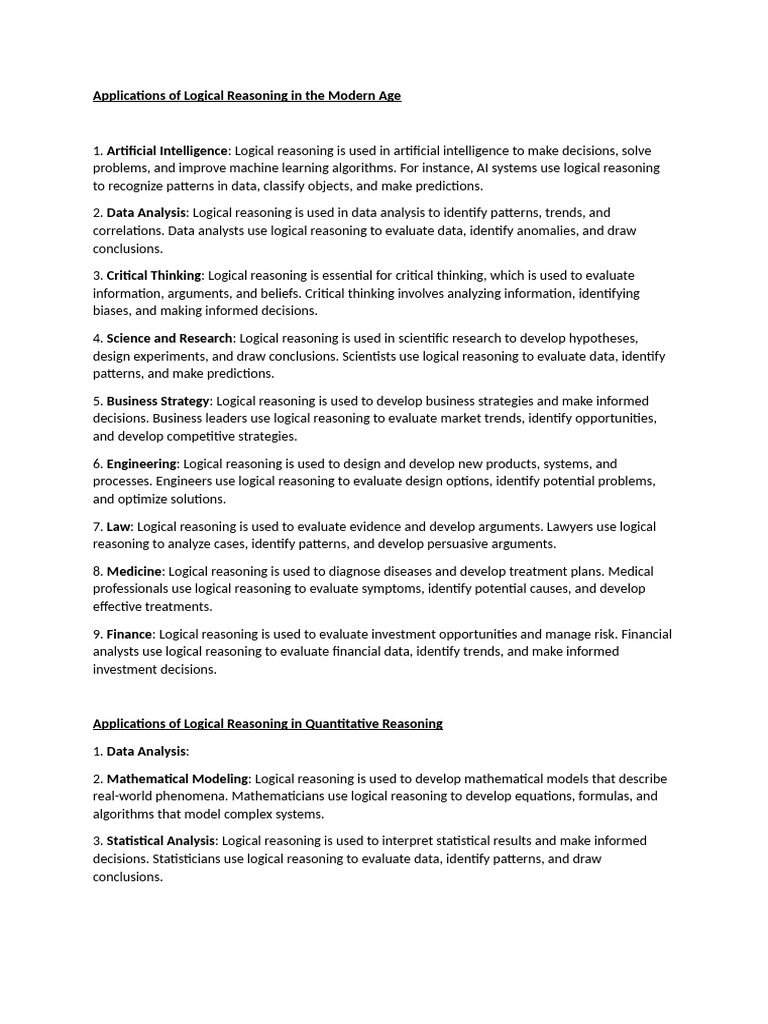 Modern Applications of Logical Reasoning | PDF | Reason | Logic
