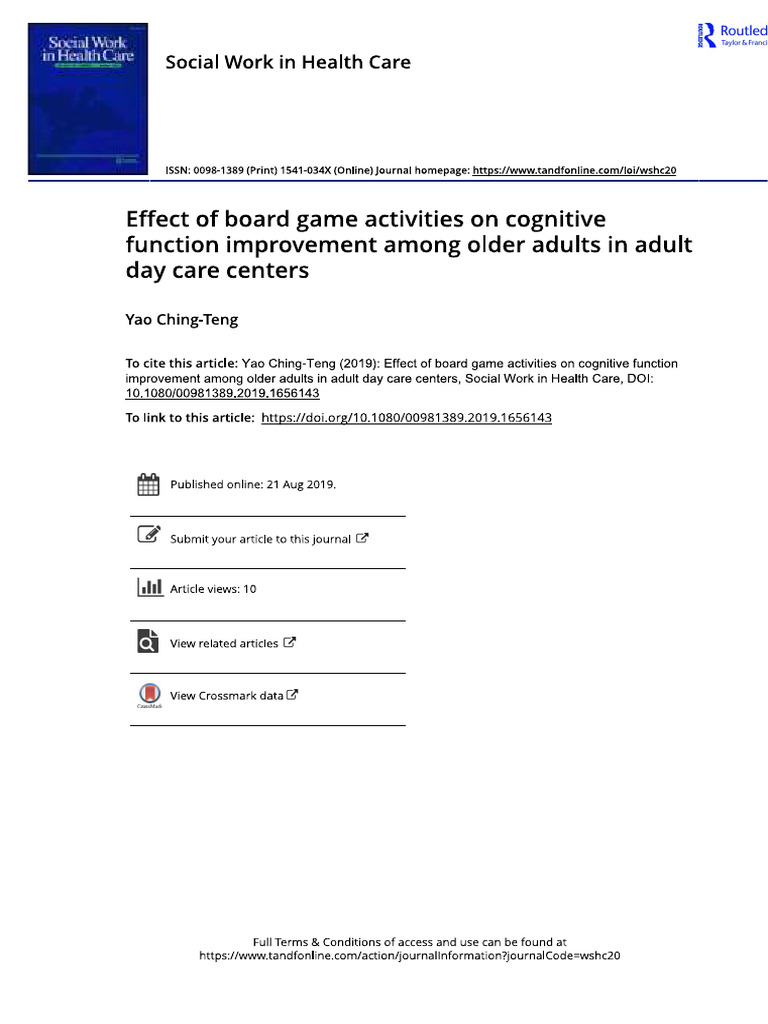 Effect of Board Game Activities On Cognitive | PDF