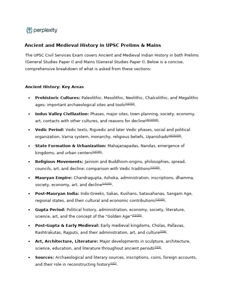 Ancient and Medieval History in UPSC Prelims & Mai | PDF | South Asia