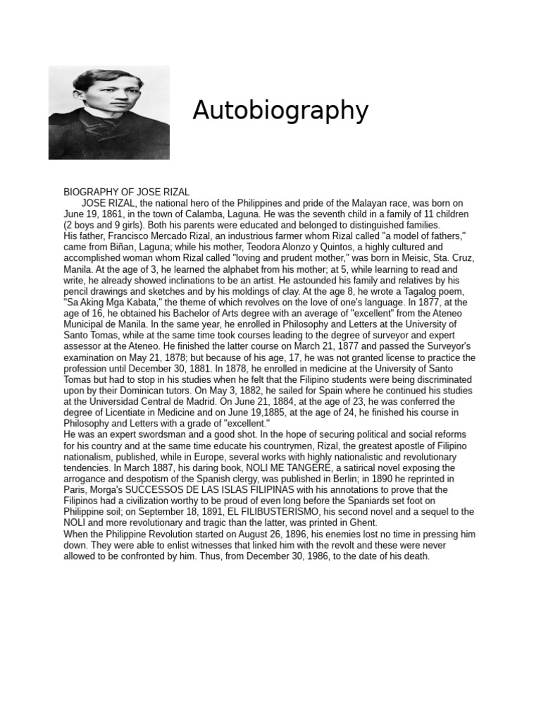 Autobiography | PDF | Philippines