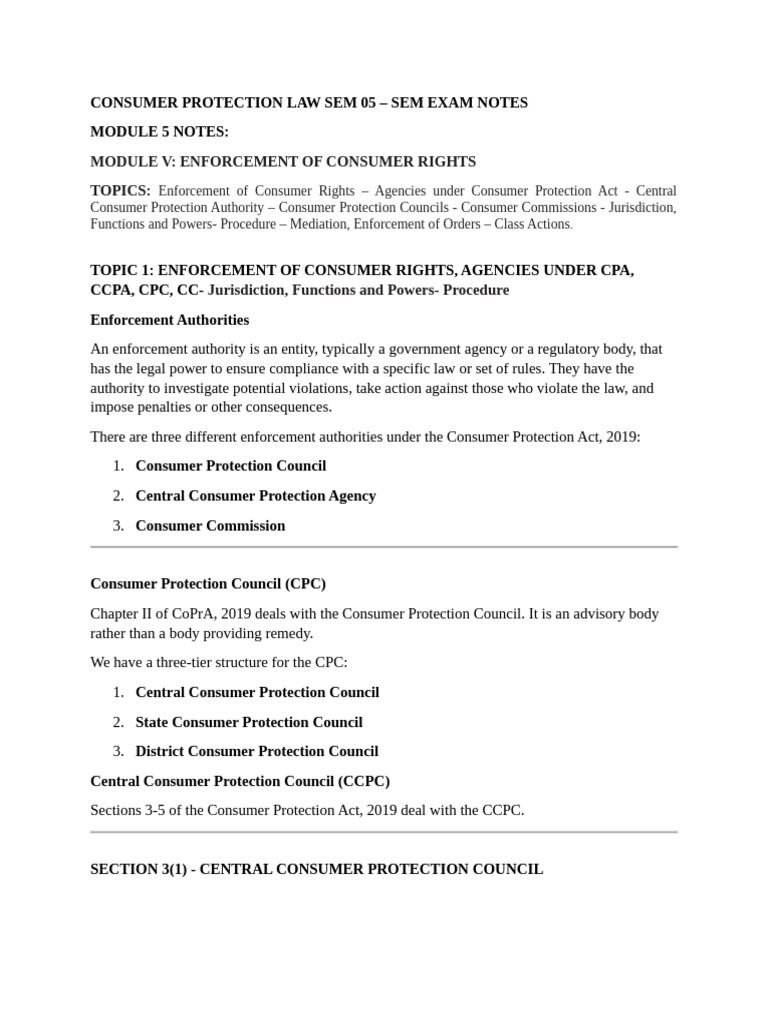 Consumer Rights Enforcement Overview | PDF | Mediation | Consumer ...