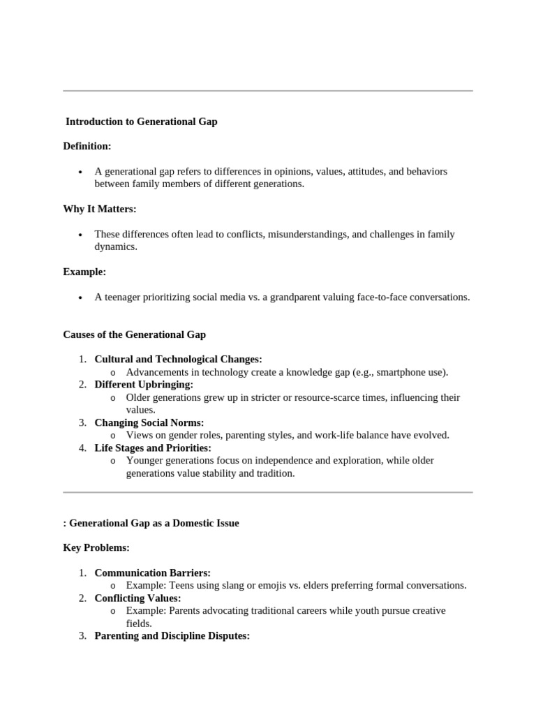 Understanding the Generational Gap | PDF | Adolescence | Family