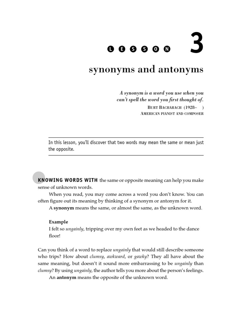 S1 Lesson 3 (Synonyms and Antonyms) Q PDF Desert Foods