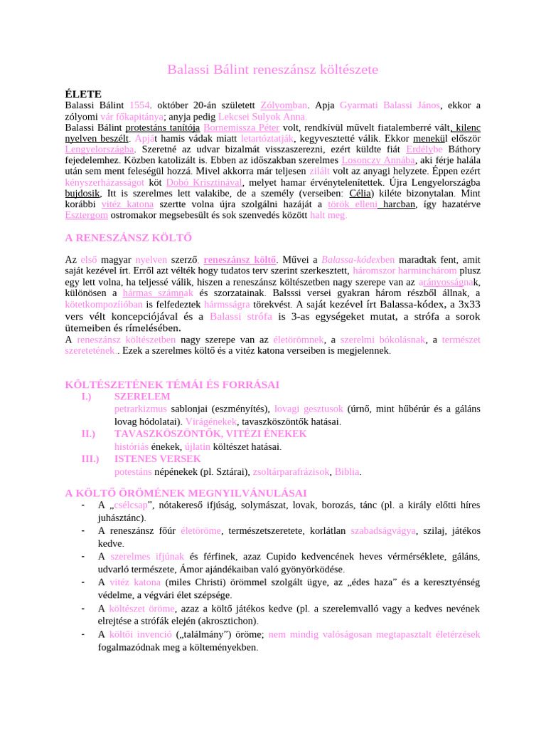 Balassi Kisérettségi | PDF