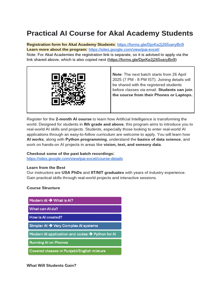 Practical AI Course for Akal Students | PDF | Artificial Intelligence ...