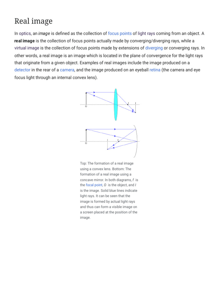 Understanding Real Images in Optics | PDF | Imaging | Electromagnetic ...