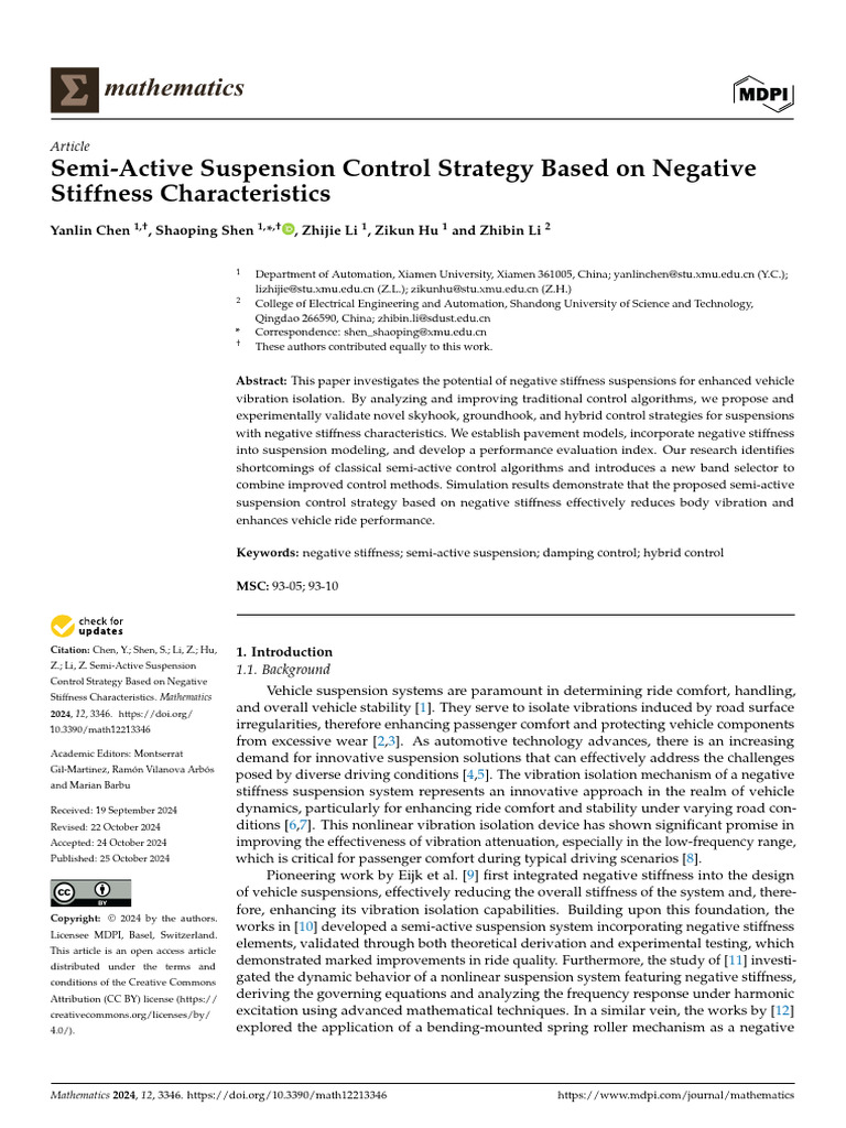 Skyhook Control for Negative Stiffness Suspensions | PDF | Mechanical ...