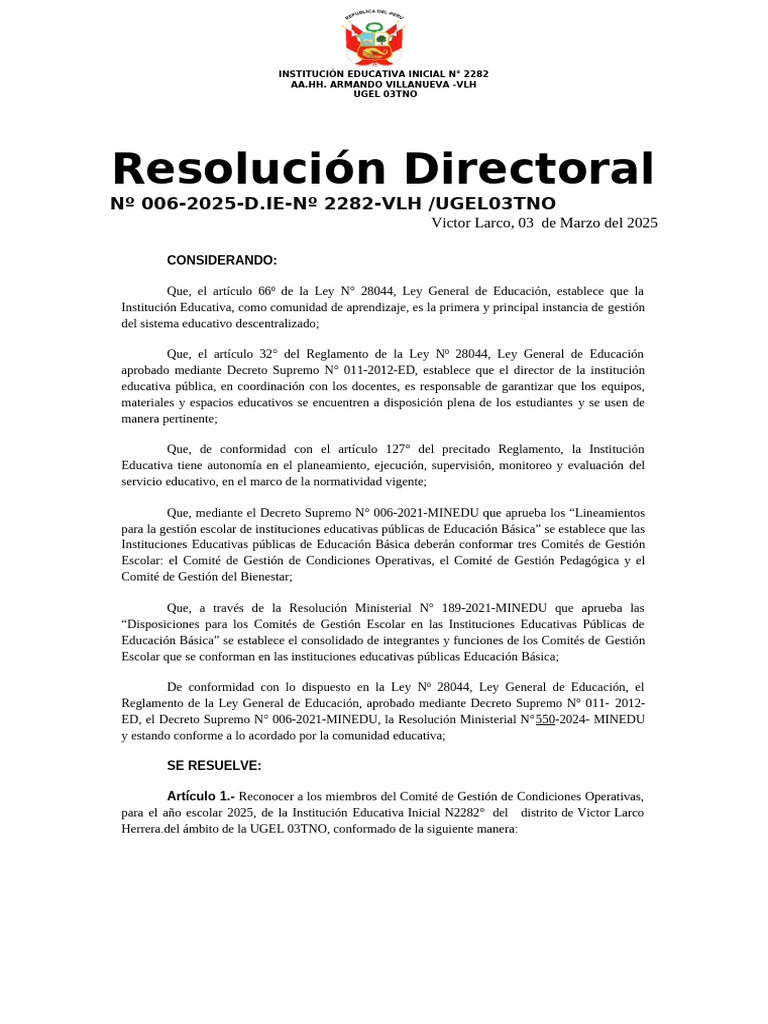 Resolución Directoral | PDF