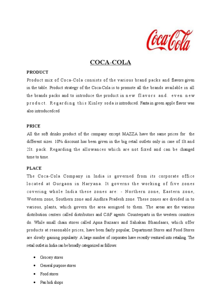 4 P S Of Coca Cola Coca Cola Grocery Store