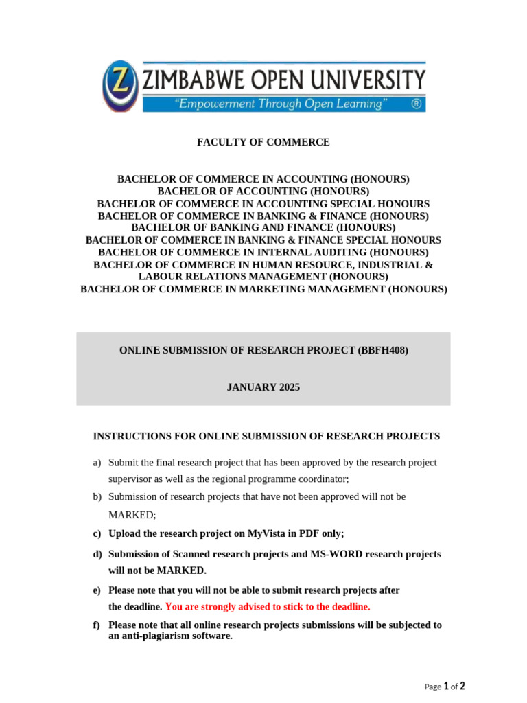 Guidelines for Research Project Submission | PDF