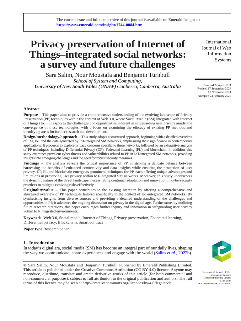 Privacy Techniques in IoT-Integrated Social Media | PDF | Internet Of ...
