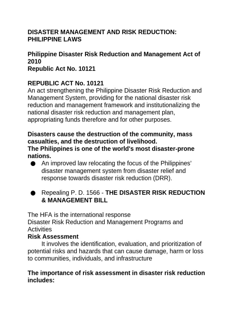 Philippine Disaster Management Laws Overview | PDF | Waste Management ...