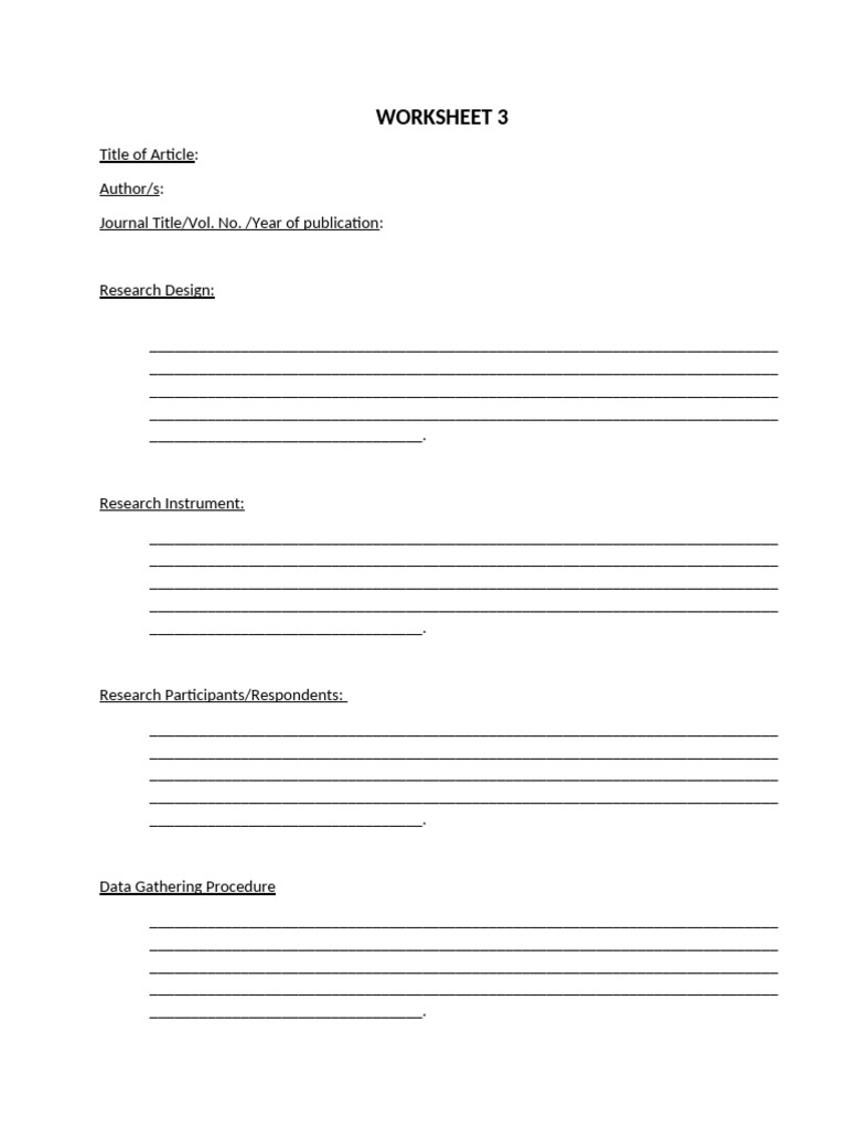 Worksheet No. 3 | PDF