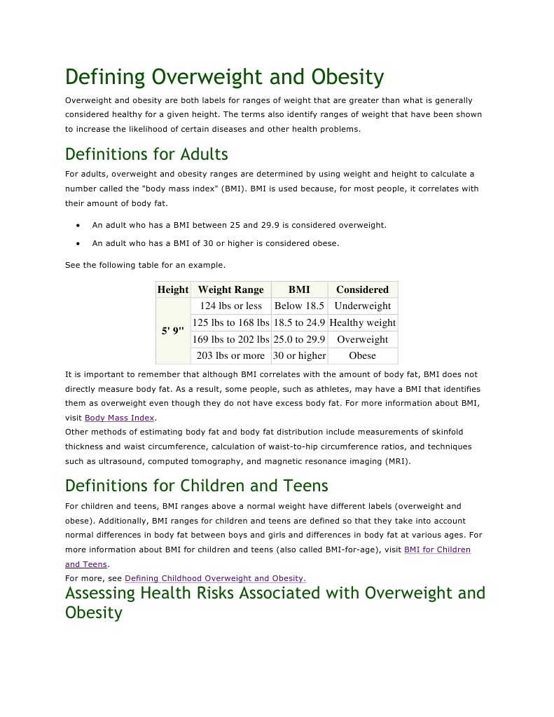 Defining Overweight and Obesity | PDF | Body Mass Index | Obesity