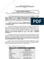 June 2008 National Licensure Examination for Registered Nurses NLE-RN Board of Nursing BON Examination Results Released in 35 Working Days Professional Regulation Commission PRC Republic of the Philippines