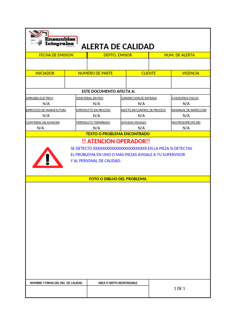 Alerta de Calidad | PDF