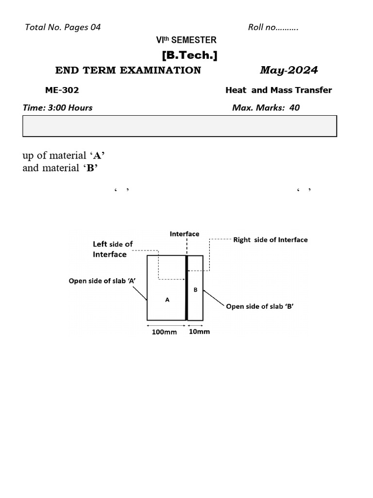 QUESTION PAPER (May 2024) | PDF | Heat Transfer | Thermal Insulation