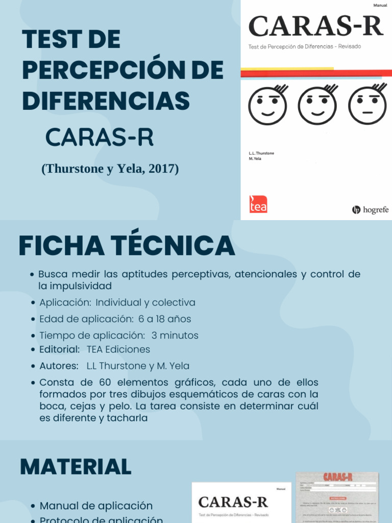Test de Percepción Caras-R: Ficha Técnica | PDF