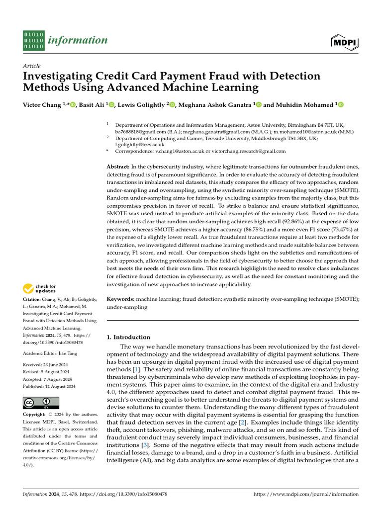 Credit Card Fraud Detection with ML Techniques | PDF | Machine Learning ...