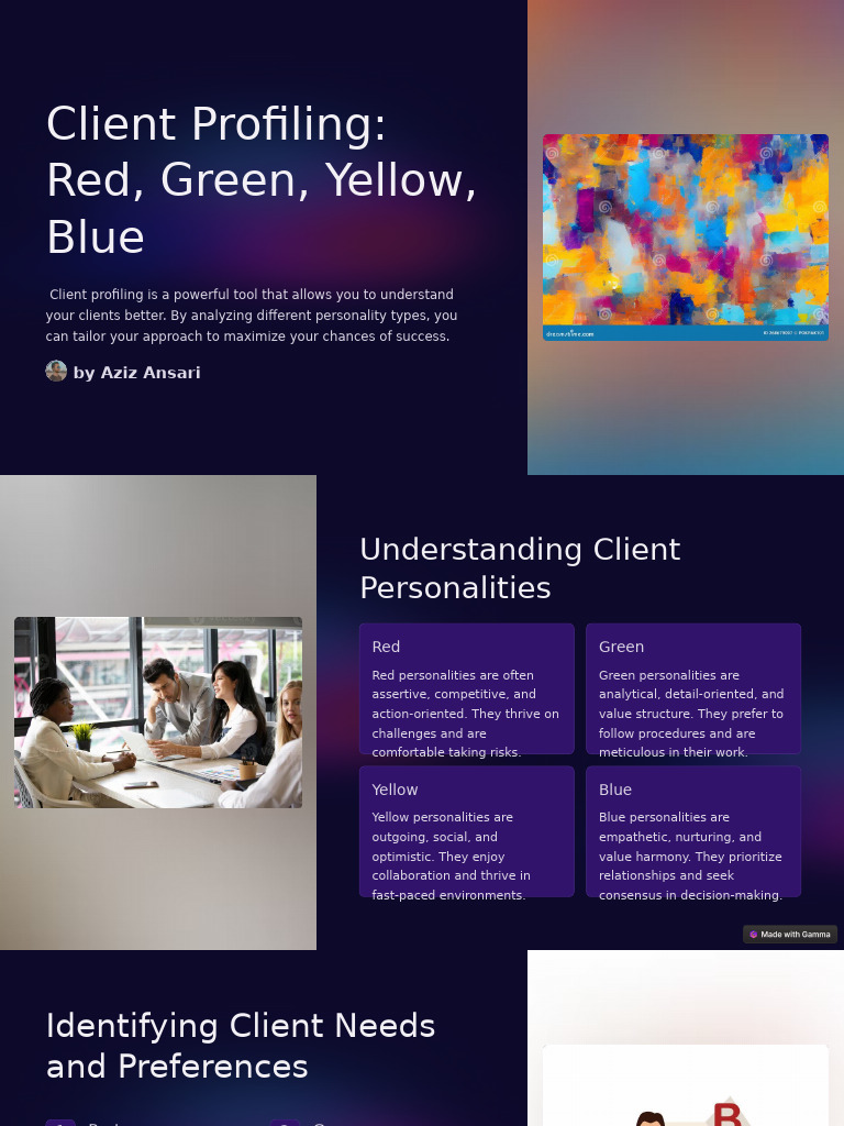 Client Profiling Red Green Yellow Blue | PDF | Employee Retention ...