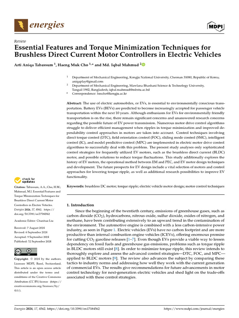 Torque Minimization in EV Motor Control | PDF | Electric Vehicle ...