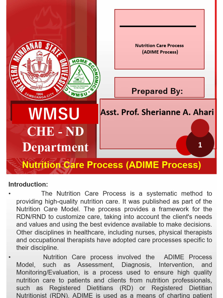 ADIME Process for Dietitian Care | PDF | Dieting | Medical Diagnosis