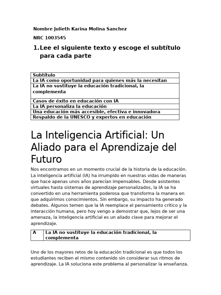 La IA en la Educación: Oportunidades y Retos | PDF | Inteligencia ...