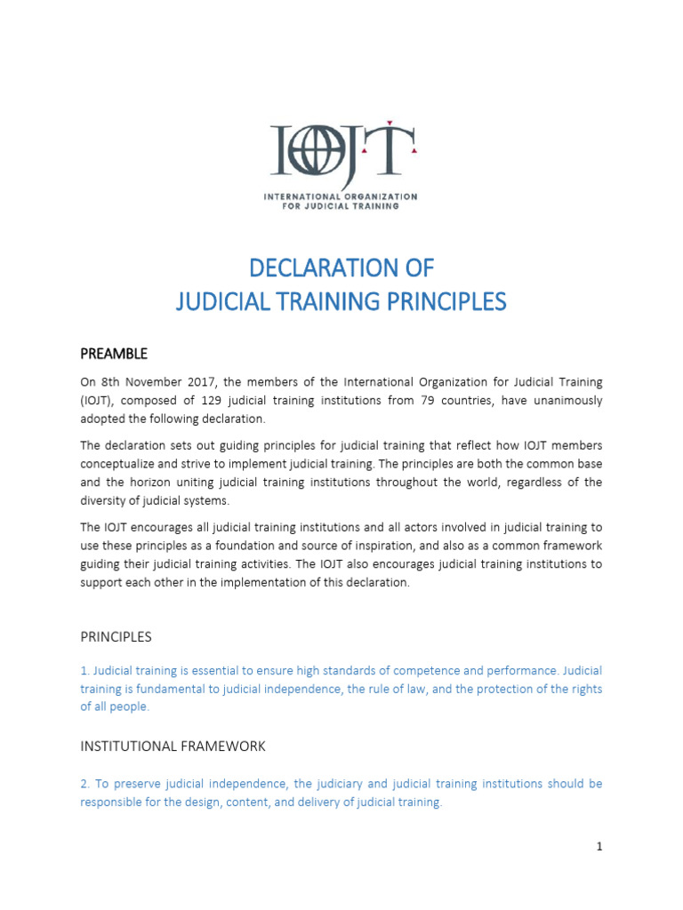 Judicial Training Principles Declaration | PDF | Common Law | Judge