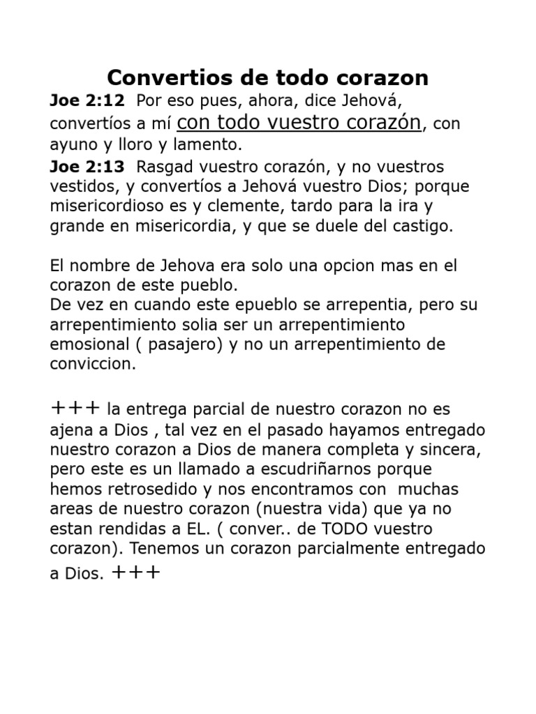 Convertios de Todo Corazon | PDF | Cristo (título) | Dios