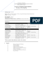 13 Council of Student Organizations: Minutes of The Meeting