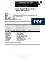 13 Council of Student Organizations: Minutes of The Meeting