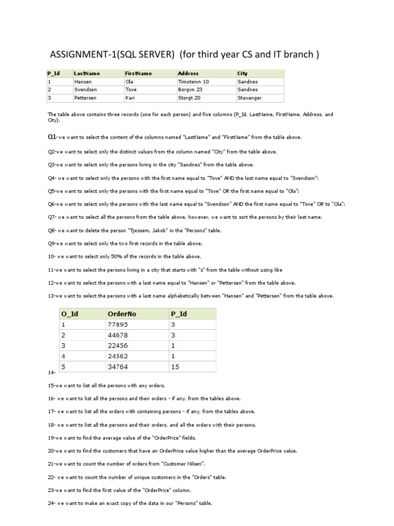 SQL Queries for Basic Data Retrieval | PDF | Information Technology ...