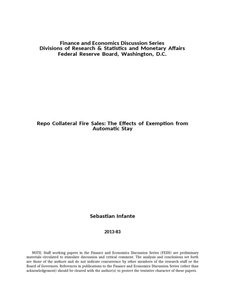 Repo Exemption and Fire Sale Dynamics | PDF | Repurchase Agreement | Loans