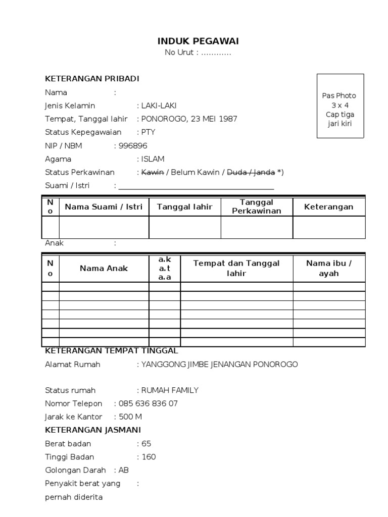 Buku Mutasi Guru Dan Pegawai - Tahun Ajar
