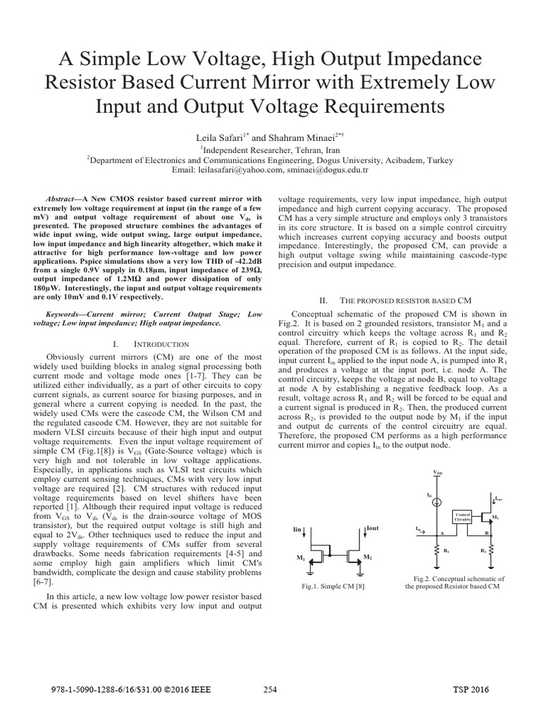 Low Voltage High Output Impedance Current Mirror | PDF | Electronic ...