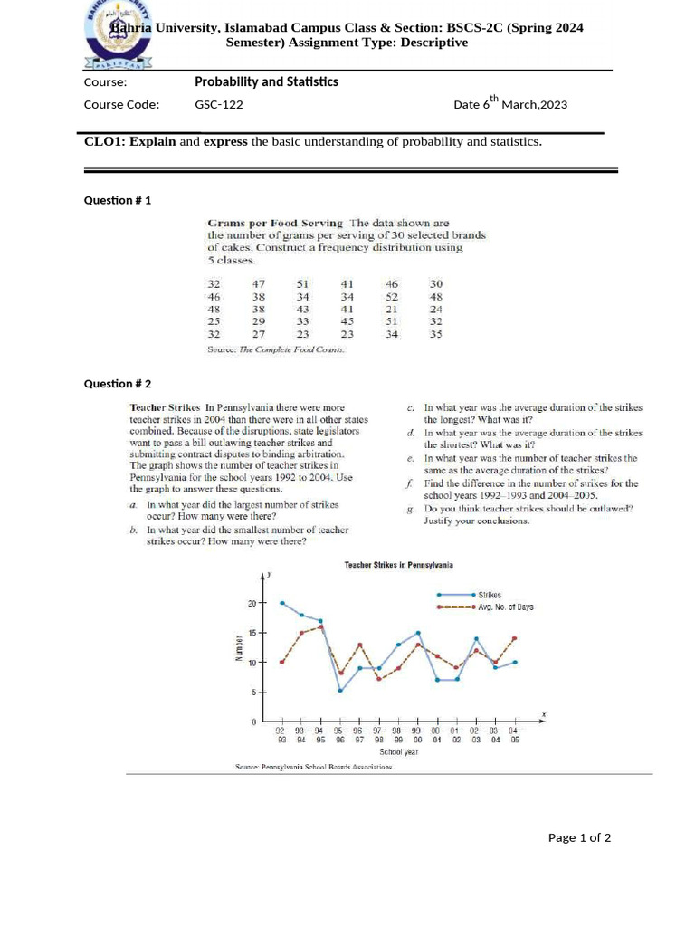 BSCS-2C Probability & Statistics Assignment | PDF