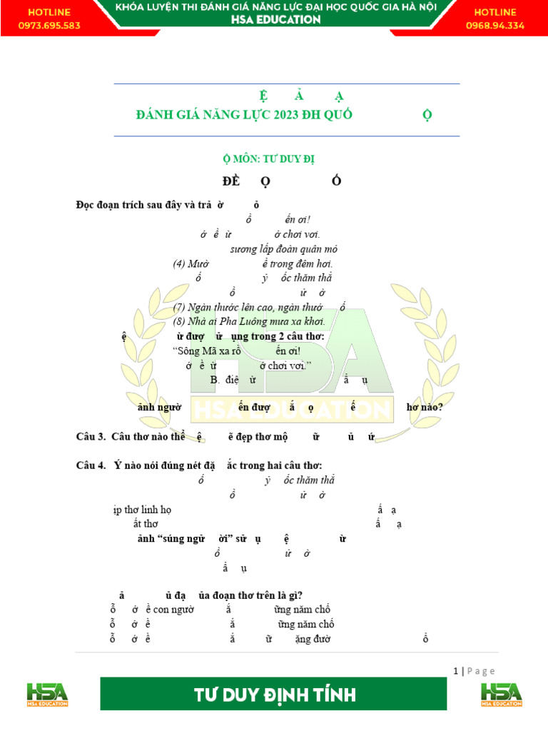 Hsa - NH TNH - TRNG TM S 1 | PDF