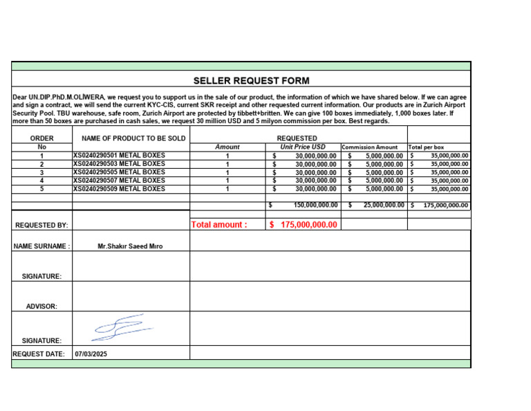 Seller Request Form | PDF