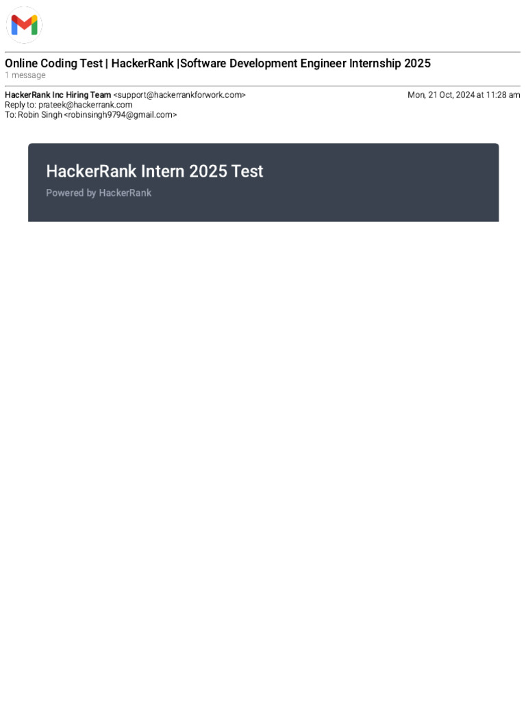 HackerRank SDE Internship Test Details | PDF